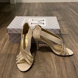 NWT! Gold Strappy Heels, brand new straight out of the box, never have been worn